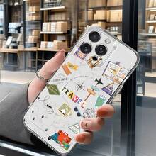Funda de teléfono a prueba de golpes Diseño de mapa temático de viaje Funda de teléfono compatible con iPhone 17, Air 16, 15, 14, 13, 12, 11 Pro Max, X, XS, XR, XS Max, 7, 8, 6, 6S Plus. Funda de Teléfono de TPU Transparente Anti-Caída de Cobertura Completa, Simple y Elegante, Carcasa Protectora Suave a Prueba de Golpes, un Regalo Único y Creativo para Ti o para Amigos. Protección contra caídas - 1 pieza - Ver 2