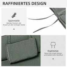 Outsunny Reclining Bed, Garden Sun Lounger Cushion With Detachable Head Pillow, Polyester Fiber + Cotton Cover, Grey, 198 X 53 X 5 - 1 - View 7