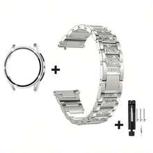 1条女士闪亮水钻金属表带 + 1个闪亮表壳，兼容三星Galaxy Watch 8 40mm/44mm，兼容Galaxy Watch 7 40mm/44mm - 銀色 - 查看 13