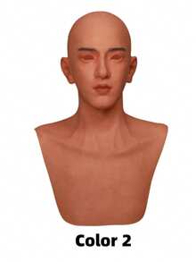 Silicone Crossdresser Man Headcover - Ryder Half-Body Wearable Headcover Multicolor Invisible Realistic Skin Texture Handsome Eyebrow Suitable For Man And Woman Christmas, Halloween Parties, Gatherings And Cosplay - Multicolor - View 9