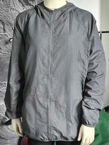 Women's Lightweight Hooded Jacket, Foldable Outdoor Windbreaker Suitable For Hiking - Grey - View 2