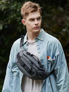 Geantă de piept crossbody multifuncțională pentru exterior, cu un singur umăr, nouă pentru bărbați, capacitate mare de depozitare multistrat pentru naveta, călătorii, geantă de talie sport, geantă pentru echipamente în aer liber rezistentă la uzură și portabilă