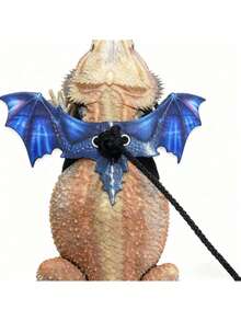 Reptile Harness With Wings - Leather Lizard Leash For Outdoor Travel, Suitable For Chameleons And Small Pets