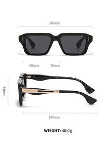 AIEYEZO 男女通用时尚方形镜框眼镜 90 年代复古设计师款太阳镜 - 黑框灰片 - 查看 5