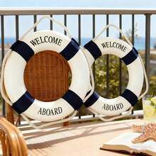 2PCS 9.84-Inch Decorative Lifebuoys With Mediterranean Vibe – Suitable For Home Wall & Window Ornamentation - Blue - View 1