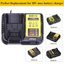 适用于得伟 (DeWalt) 12V/20V 电池充电器的 DCB112 替换充电器，兼容得伟 (DeWalt) 12V/20V Max 电池 DCB200、DCB203、DCB125 和 DCB107。 - 黑色 - 查看 2
