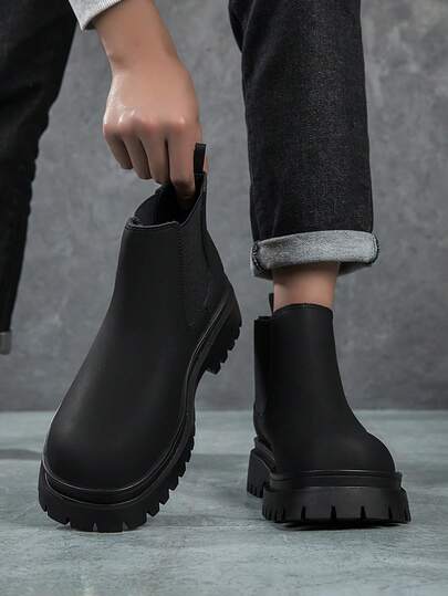 מגפי צ'לסי וינטג' חדשים 2025, מגפי עור מינימליסטיים לגברים בסגנון רטרו בריטי, נעלי סליפ-און, נעלי מעלית, מגפי קרסול, נעלי עור