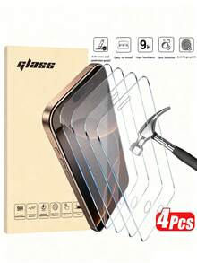 4pcs Tempered Glass Screen Protector Compatible With IPhone 17/16/16e/7/8 Plus/X/XR/XS Max/15/13/11/12/14 Pro Max/Mini, Anti-Scratch, Screen Protection - Clear - View 21