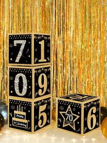 4pcs/Set Black Gold Birthday Decor Box,18th 30th 40th 50th 60th 70th Birthday Party Decor,Birthday Party Background Decoration Supplies,Birthday Gift Box,Photo Props,Party Accessories,Happpy Birthday Party Decoration,Home Decor Room Decor,18 30 40 50 60 70 Years Old Birthday Decoration,Birthday Party Supplies, Birthday Gift,Party Favors - Black Gold Birthday - View 7