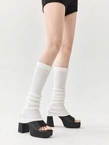 1pc Solid Color Knitted Leg Warmers, Comfortable, Skin-Friendly, High Elasticity & Warm, Fashion Versatile Suitable For Autumn/Winter Daily Wear, Fashionable Item, Couple Gift, Prop - Multicolor - View 10