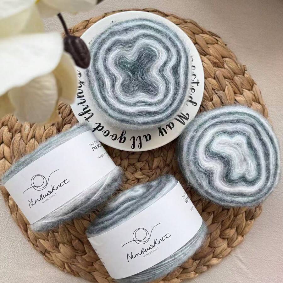 4 Pieces Of Milk Cotton Color Gradient Dyed Silk, Woolen Scarf Handmade Woven Yarn DIY Wool 4-Strand Milk Cotton, Various Beginner Crochet Kit Wool Wholesale, Knitted Hat Bag Gloves Doll Meal Mat Coaster - 綠色 - 查看 1