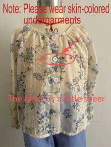 Humor Bear 2件套女童时尚提花雪纺轻薄长袖上衣和阔腿裤套装，秋季 - 藍色 - 查看 8