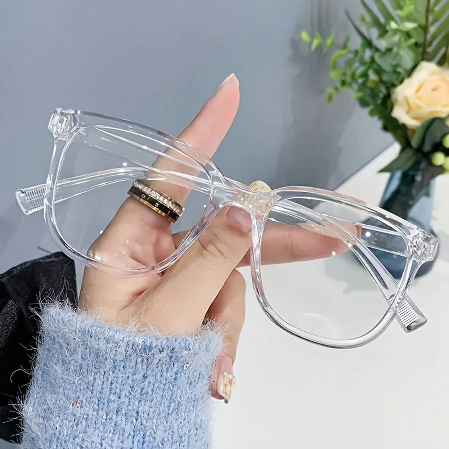 Casual Daily Wear Transparent Oval Eyeglasses For Men Women, Minimalist Style Full Frame Eyewear With Clear PC Lenses And Frames, Skin-Friendly Wearable Structure Suitable For All-Day Continuous Wearing, Compact Portable Layout Easy To Store And Carry Around, Classic Underrated Style Never Out Of Daily Fashion, Functional Practical Eyewear Great For Gaming Relaxation, Desktop Office Use And Daily Mobile Device Long-Term Usage - Transparent - View 1