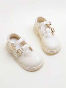 1 par de zapatos planos minimalistas de unicolor con para niñas, cómodos y duraderos, versátiles para uso diario, adecuados para todas las estaciones - Beis - Ver 4