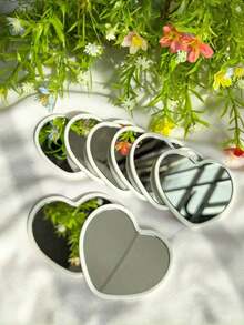 3pcs Mini Heart-D Mirror, Avaible In Pink, Whe, And , Featuring A Minimalist Sign. Wedding Gift Mirror Gss Mini Dressing Mirror Christmas Party Party Gift - Nhiều màu - Xem 9