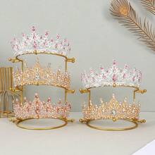 Bride Crown Headband Tiara Support Holder Princess Rhinestones Crown Display Rack Metal Gold Crystal Headbands Organizer - Multicolor - View 2