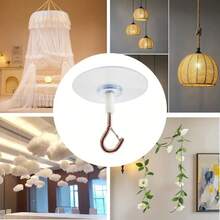 2/5/10pcs No Drill Easy Install Holiday Atmosphere Hanging Hooks With Safety Buckle, Balloon Ribbon Ceiling Hooks