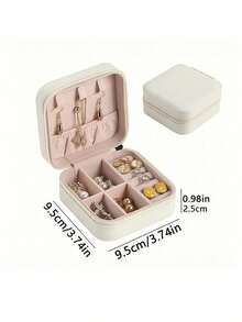 1pc Customizable Name Jewelry Box, Beige Bridesmaid Jewelry Box, Zipper Closure, Fabric Lining, With Compartments, Travel Jewelry Storage Box, Suitable As Bridesmaid Gift, Birthday Gift, Thanksgiving Gift, Mother's Day Gift, Or Travel Jewelry Box - Multicolor - View 10