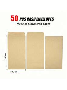 10/50/100Pcs Money Envelopes For Cash, Cash Envelopes, Small Envelopes For Money, Money Saving Challenge, Money Saving Envelopes, Money Envelopes For Cash Budgeting Back To School - Brown - View 2