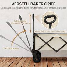 Outsunny Garden Cart With 138 Kg Load Capacity, Foldable Transport Cart With Removable Canvas, Wheels, Rolling Cart, 138 Litre Garden Cart, Equipment Cart For Home And Garden, Beige - 1 - View 2