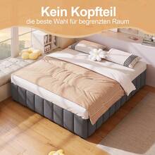Upholstered Bed, 140*200cm, Hydraulic Storage, Without Headboard, Without Mattress, Beige