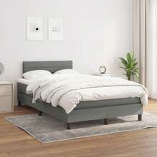vidaXL Boxspringbett Mit Matratze, Dunkelgrau, 120x190 Cm, Stoff - Grey - View 3