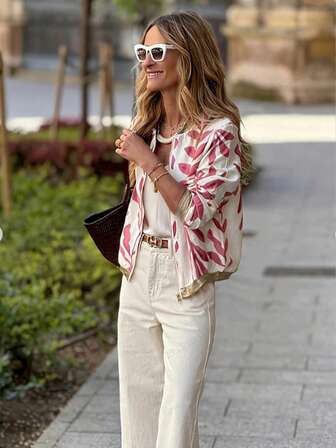 Fashionable And Lightweight Zipper Pilot Jacket, Women's Casual Coat, Fitted Long-Sleeved Baseball Collar Jacket, Essential For Spring And Autumn