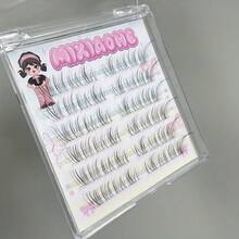 MIXIAOHE Ciglia finte trasparenti e leggere, 48 ciuffetti, fai da te, senza colla, riccio naturale, aspetto realistico, uso quotidiano, segmentate, autoadesive, ciglia finte, adatte per principianti, lunghezza 10mm-14mm