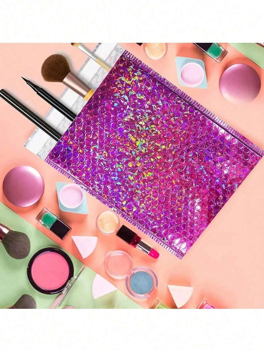 10个/套 全息气泡信封 玫瑰红邮寄信封 防水快递袋 加厚气泡信封包装袋