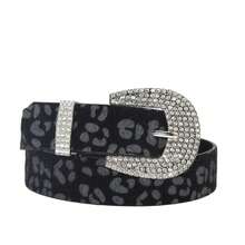 1pc Women's Black PU Leather Belt With Rhinestone Buckle, Fashionable, Versatile, Suitable For Daily Wear - Black - View 5