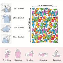 1pc Cute Elephant Pattern Printed Blanket, Washable, Knitted Flannel Blanket, All-Season Multi-Purpose Warm Blanket, Home Bedroom Office Shawl Leg Cover Conditioning Blanket - Grey - View 3