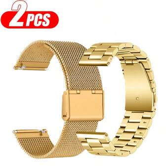 2PCS Men Women Alloy Watchband Compatible With Samsung Hua Wei Amazfit Watch,Simple Sport Watch Band Universal 20mm 22mm Smart Watch Replacement Wrist Strap,Fashion Smart Watch Strap Compatible With Samsung Galaxy Watch 7 6 5 4 40mm/44mm,Bracelet Watch Strap Accessories