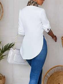 Long Sleeved Fashionable Versatile Shirt - White - View 3