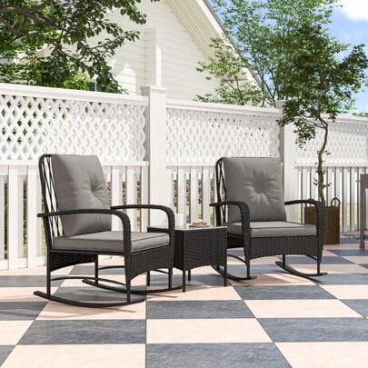 Patio Furniture, High Back, Wide Deep Seat, And Curved Armrests On Each Chair Enhance Comfort Tempered Glass Top Table, Easy To Clean