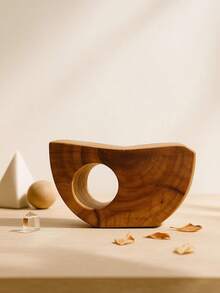 1pc Nordic Style Hollow Wooden Sculpture Vase, Creative Curved Desktop Decor, Suitable For Living Room/Foyer/Bedroom/Study, Can Hold Dried Flowers, Artificial Tree Branches And Reed Grass - Multicolor - View 5