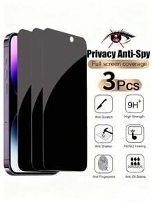 3pcs Anti-Glare Tempered Glass Screen Protector, Compatible With IPhone 11-17 Series - Black - View 38