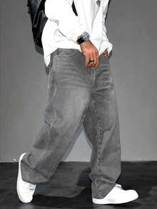 Teens' Wide Leg Light Grey Casual Jeans - Light Grey - View 5