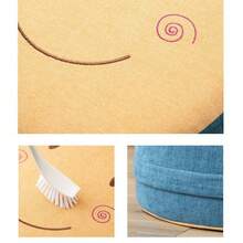 1pc Minimalist Smiling Face Removable Handle Washable Fabric Footstool, Suitable For Balcony, Window Seat, Tatami Mat