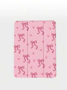 Soft Silicone With Pencil Slot Tri-Fold Stand Shockproof Anti-Drop,1pc Pink Bow & Heart Pattern Protective/Cover, Compatible With Tablet 10. 2, Pro 11 2021/2020/10th G/6, Compatible With (A16) 11 11th G 2025, 5th G 2022, With Pcil Slot, Anti-Drop, Support Auto Sleep/Wake. Accessories. & New Year Themed,Retro Chic Style High-End Tablet Accessory Office Productivity, Study Sessions, Design, Travel Commute, Casual Browsing & Giving Fashion Forward Enthusiasts - 白色 - 查看 3