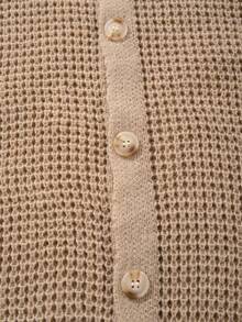 Men's Casual Loose Commuting Simple Solid Color Versatile Open Front Turndown Collar Long Sleeve Knit Cardigan Sweater, Suitable For Autumn And Winter Back To School - Khaki - View 7