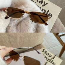 Stylish New Metal Sunglasses With A Half-Frame Design For Outdoor Use, For Men And Women. - Coffee - View 1
