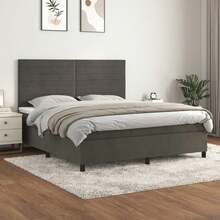 vidaXL Boxspringbett Mit Matratze, Dunkelgrau, 160x200 Cm, Samt - Grigio - Visualizzare 1