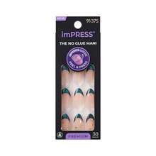 NewimPRESS Kiss No Glue Mani Clavos Prensados Premium 'Visions' Verde Tamaño Mediano Forma Almendra Incluye 30 Uñas Bloc de Preparación Hoja de Instrucciones 1 Barra de Manicura 1 Mini Archivo - Verde - Ver 2