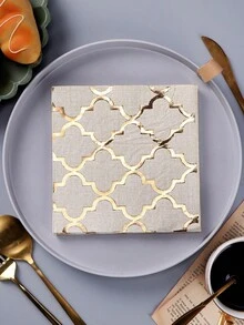 20pcs/Pack Disposable Paper Tissues, Modern Geometric Patterned Napkins, Suitable For Parties, Back To School Season, And Valentine's Day - Multicolor - View 3