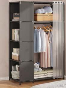 Portable Cube Storage Organizer, Multi-Functional Closet, Bookshelf, Free Standing Wardrobe With Curtain, Home Storage For Bedroom, Living Room, Holiday & Christmas Gift, Kids Gift - Multicolor - View 9