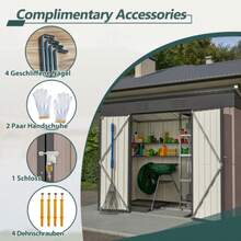 8x4 Foot Metal Garden Shed With Metal Foundation (No Floor), Waterproof Garden Shed, Outdoor Garden Deck - 棕色 - 查看 9