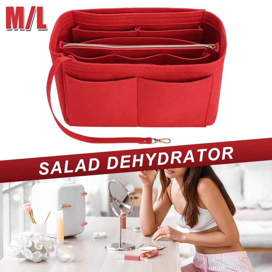 Filz-Handtaschenorganizer mit Trennfächern für das Innere der Tasche, kompatibel mit verschiedenen Taschenmodellen und -marken. - Rot - Übersicht 1