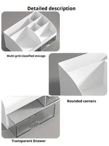 1pc Multi-Function Cosmetic Storage Box With Drawers - Suitable For Vanity, Bathroom And Dorm Countertop Makeup Organization, Can Store Makeup Brushes, Lotions, Perfumes, Eyeshadows, Lipsticks, Etc. - Multicolor - View 9