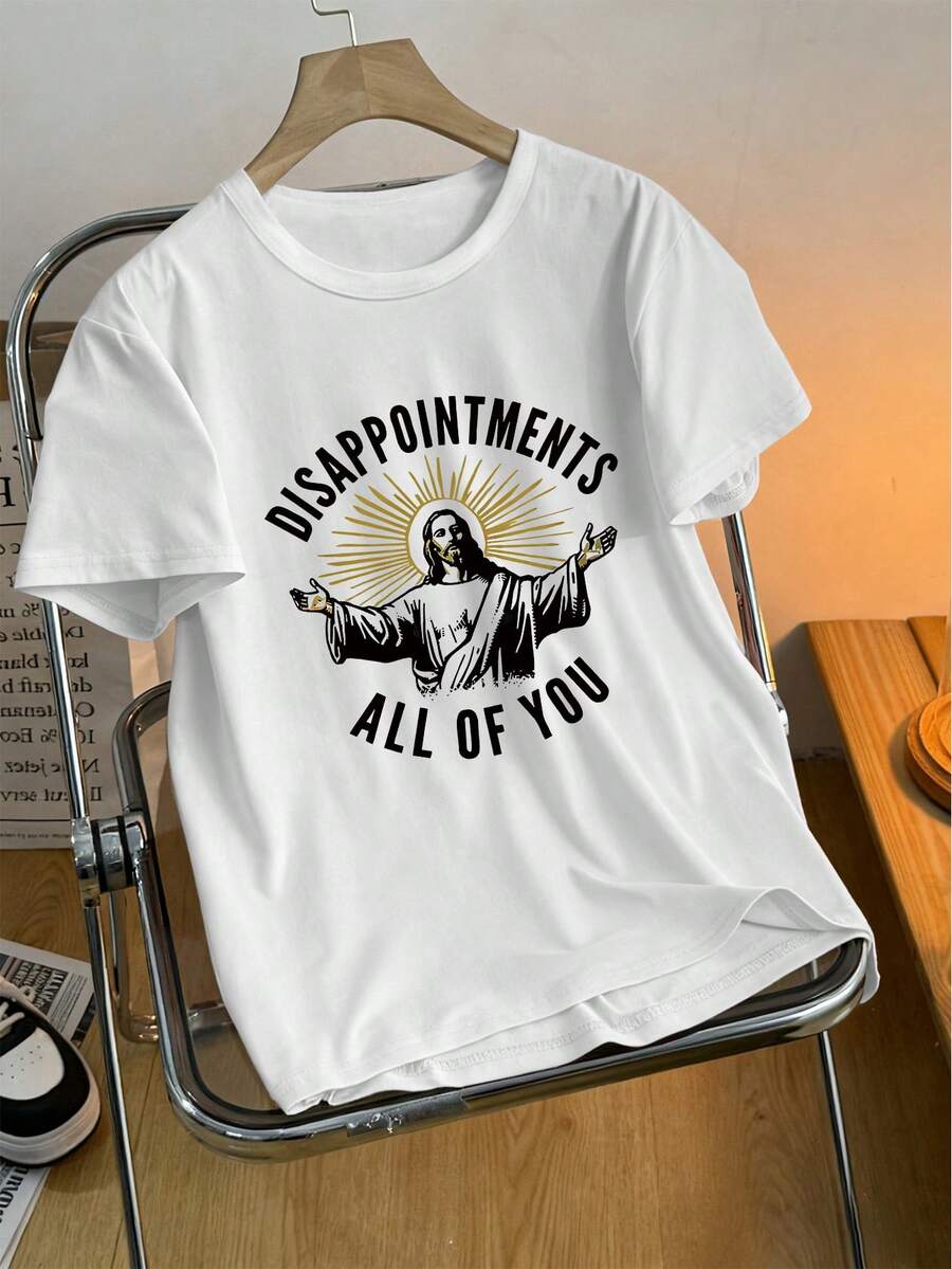 朋克摇滚乐队、电视海报元素、趣味惊悚设计图案 T 恤，柔软 100% 纯棉，休闲男士百搭 - 白色 - 查看 1