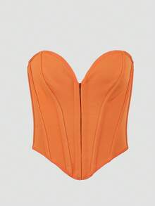 Yuwenier Y2K Backless Halter Top With Eye Socket Lace-Up, Music Festival Summer - Orange - View 8